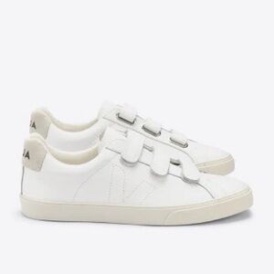Veja White Sneakers with Cream Accents, Velcro Straps